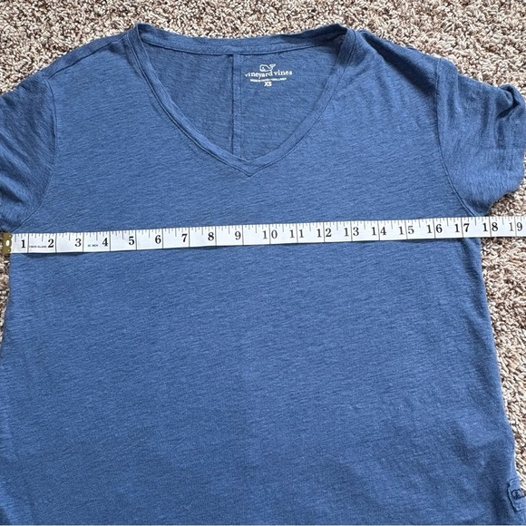 VINEYARD VINES Relaxed Fit Linen Short Sleeve Tee V-Neck Blue Size XS - Picture 6 of 7